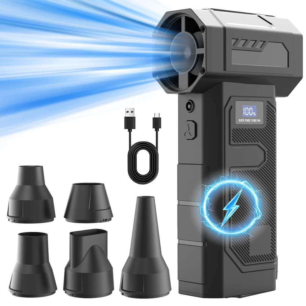 G9 Turbo Blower - Mecha-style cordless air blower with digital display and multiple nozzles
